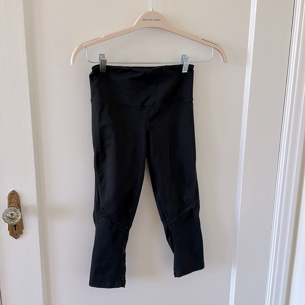 Campion black crop leggings with mesh detail